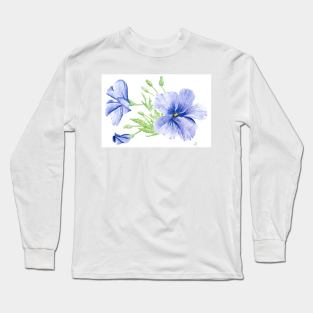 Hibiscus Flower Watercolour Painting Long Sleeve T-Shirt